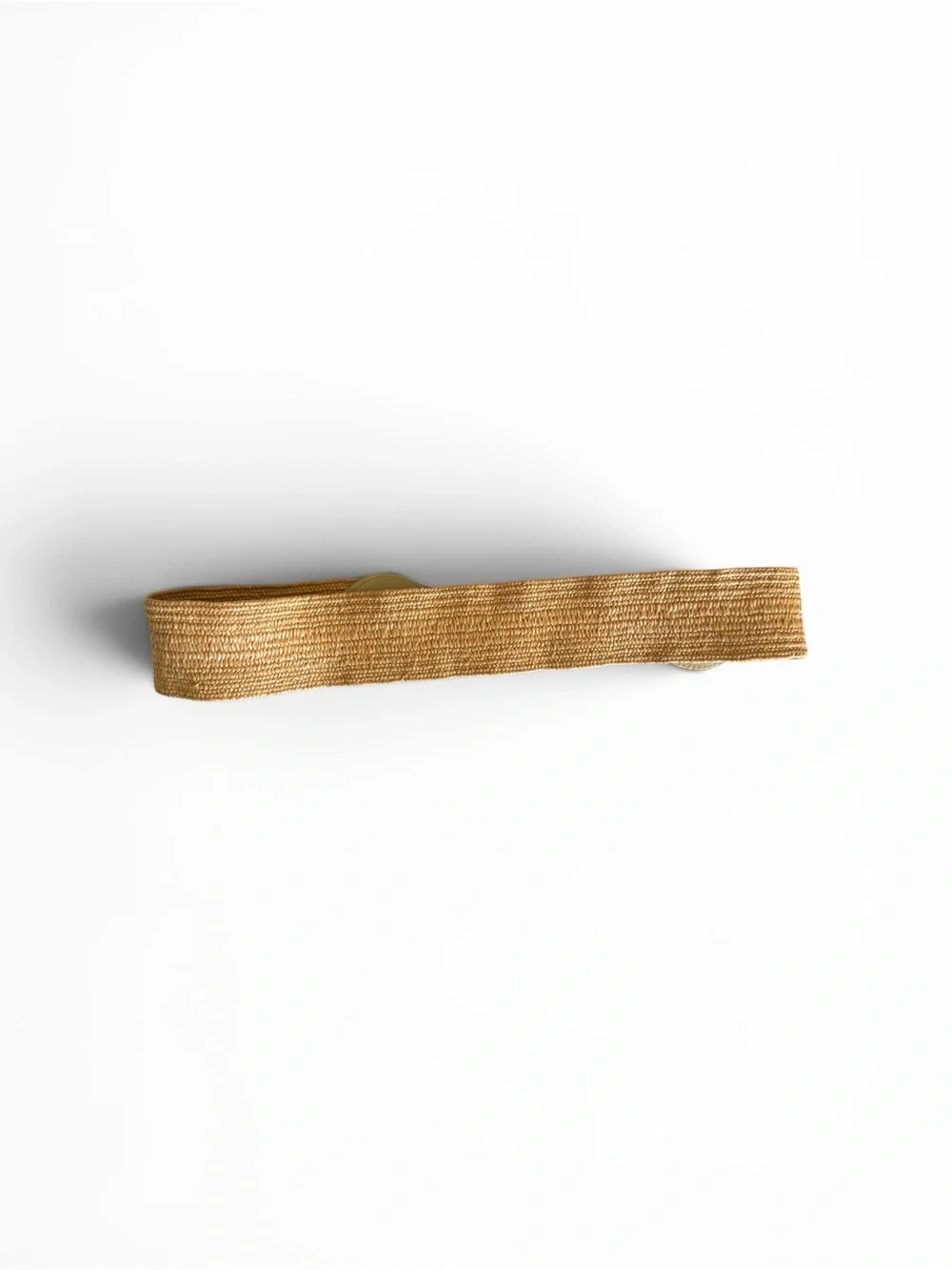 Woven Natural Beige Stretch Belt with faux Leather Accents
